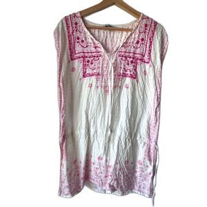 Women's Kevingston TALLE 2 white pink blouse tunic embroidery chic romantic.